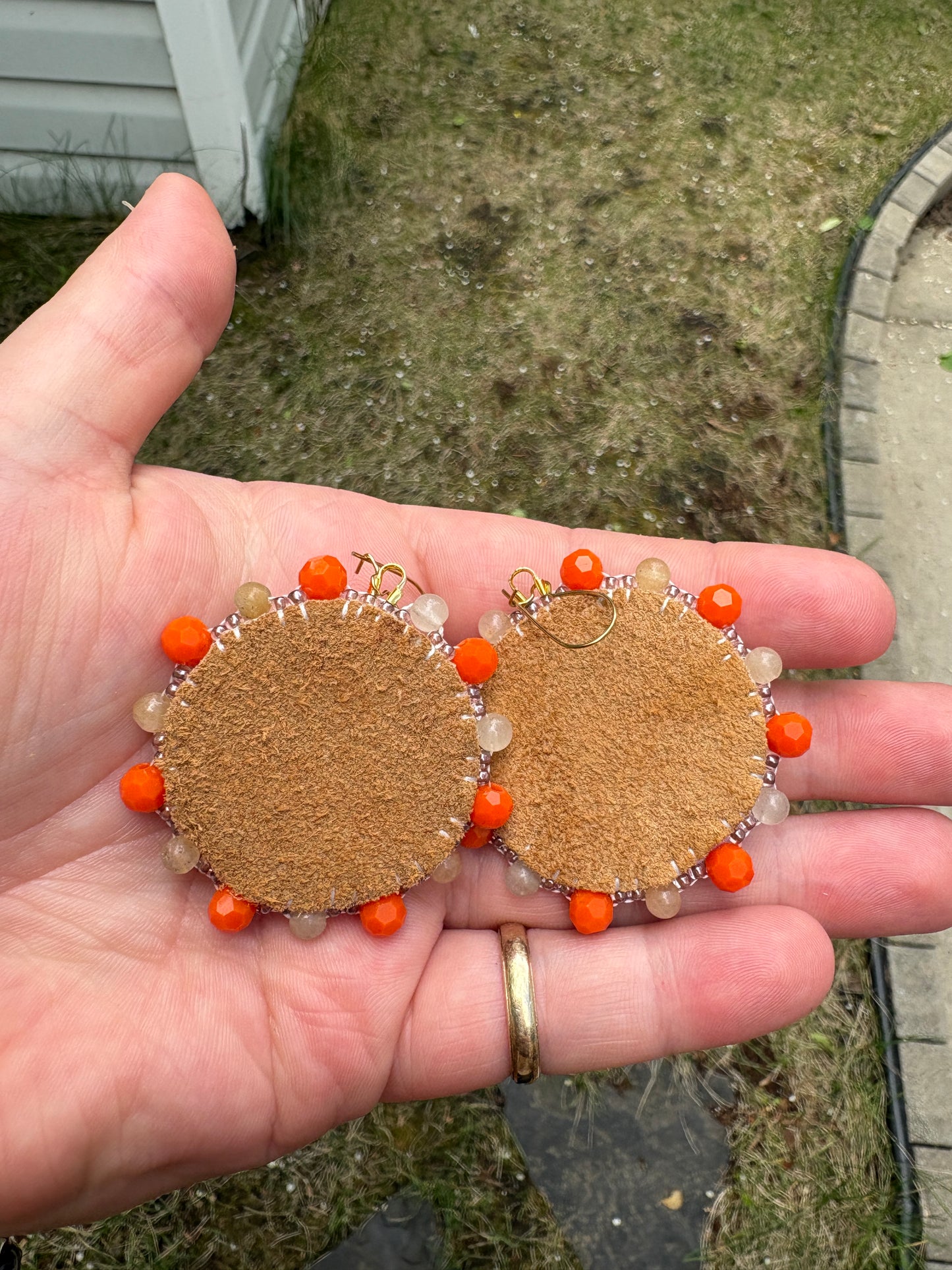 orange flower earrings
