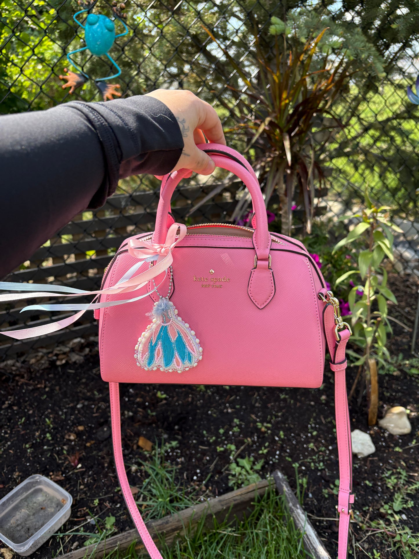 kate spade purse + odettes dress keychain