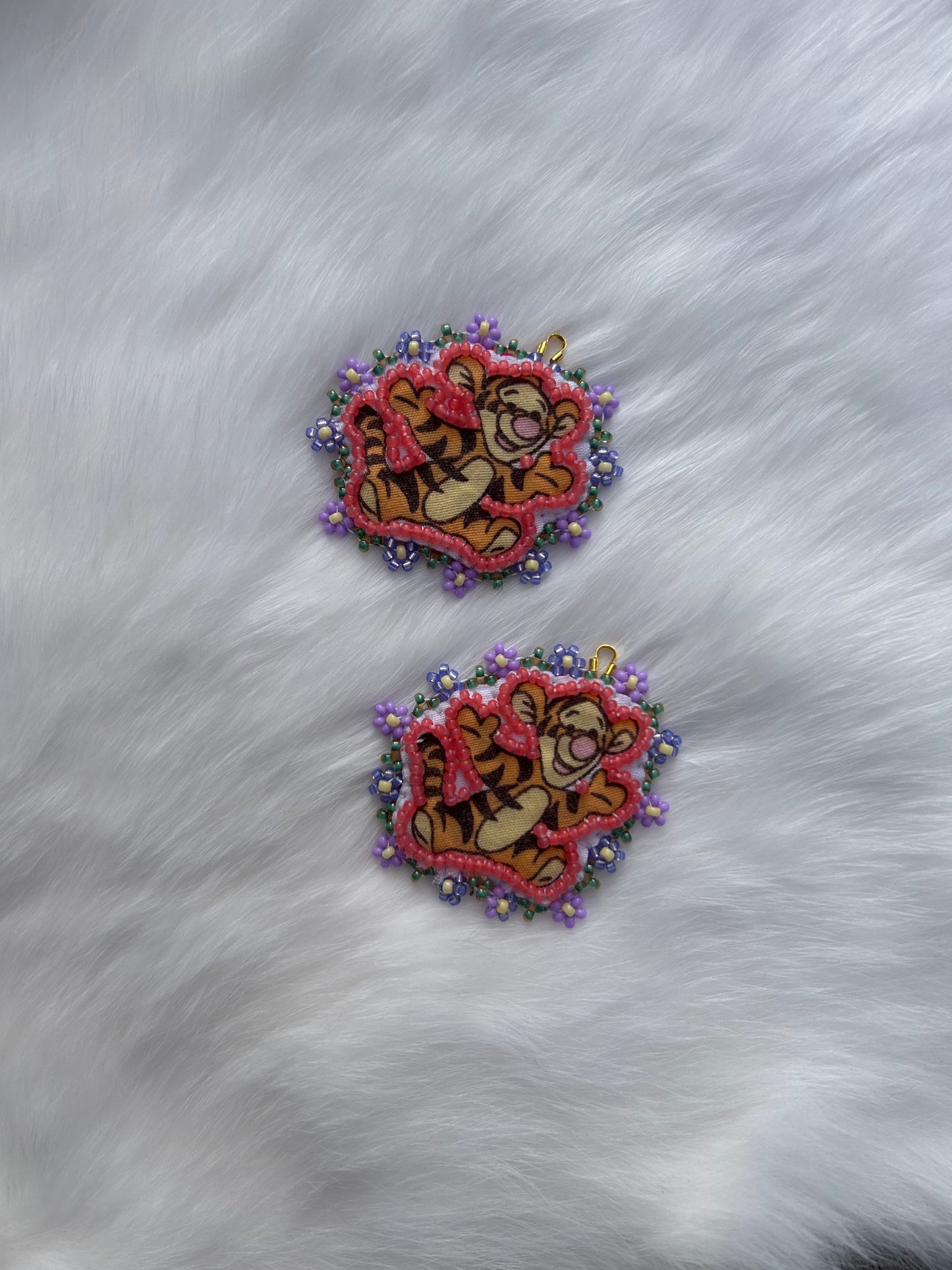 tiggers earrings in pink + purple