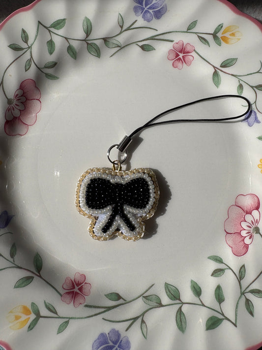 black bow phone charm
