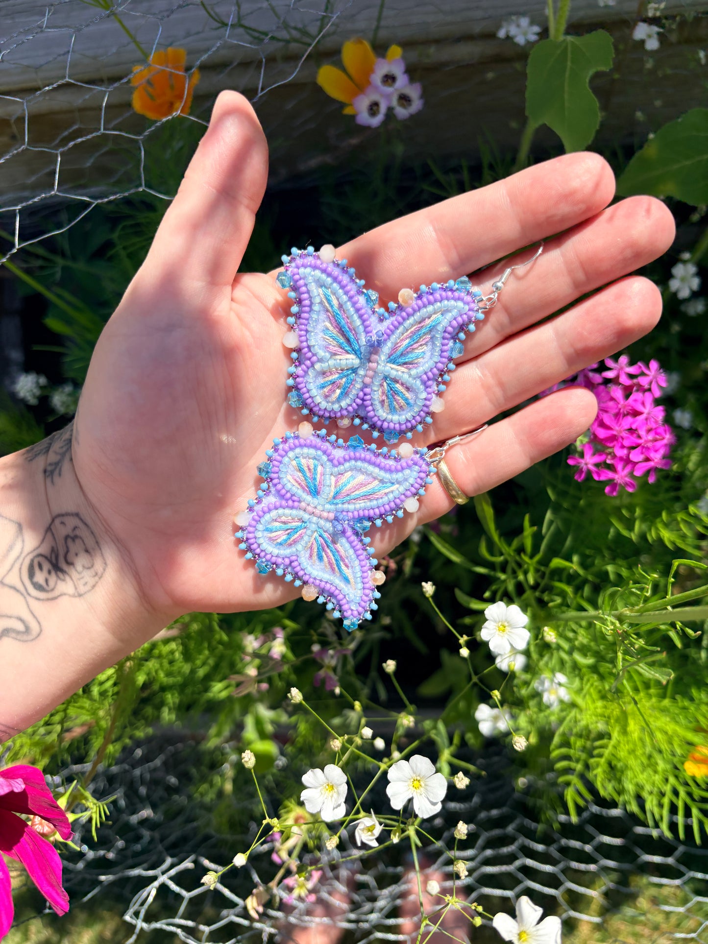 purple and blue butterflies