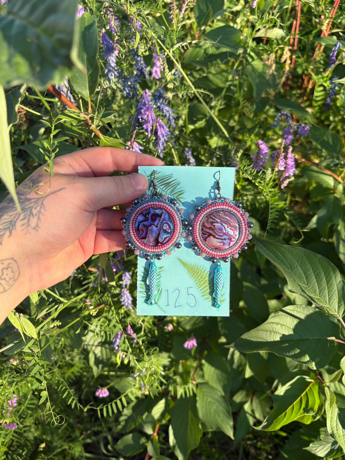 pink abalone earrings