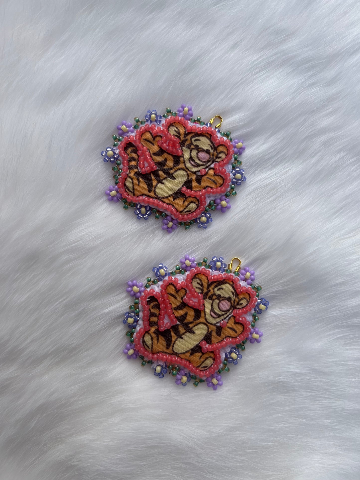 tiggers earrings in pink + purple