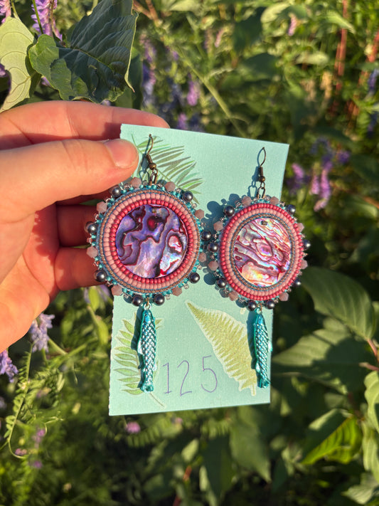 pink abalone earrings