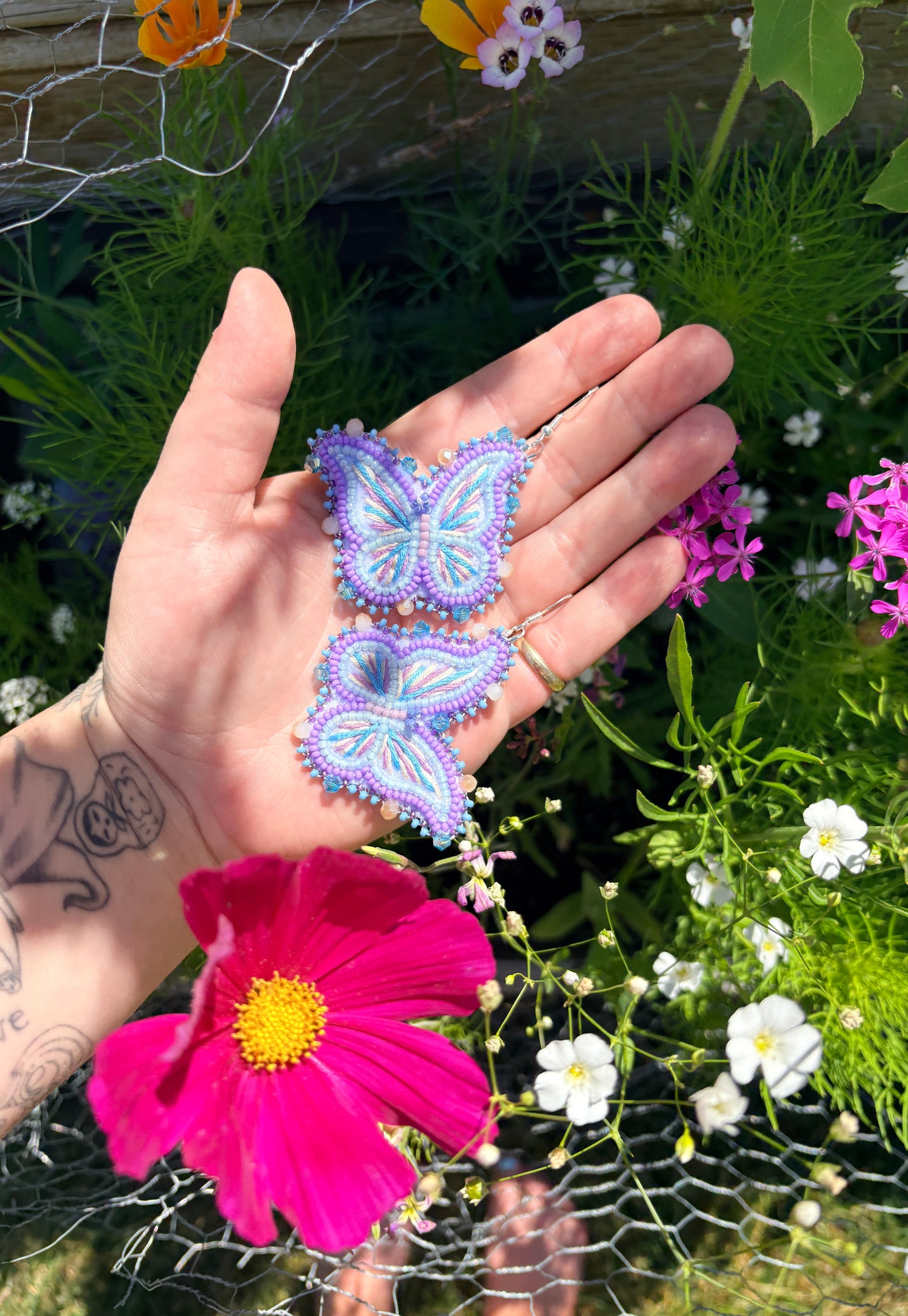 purple and blue butterflies